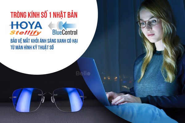 Hoya BlueControl - Tròng kính kiểm soát ánh sáng xanh GIÁ RẺ từ Nhật Bản